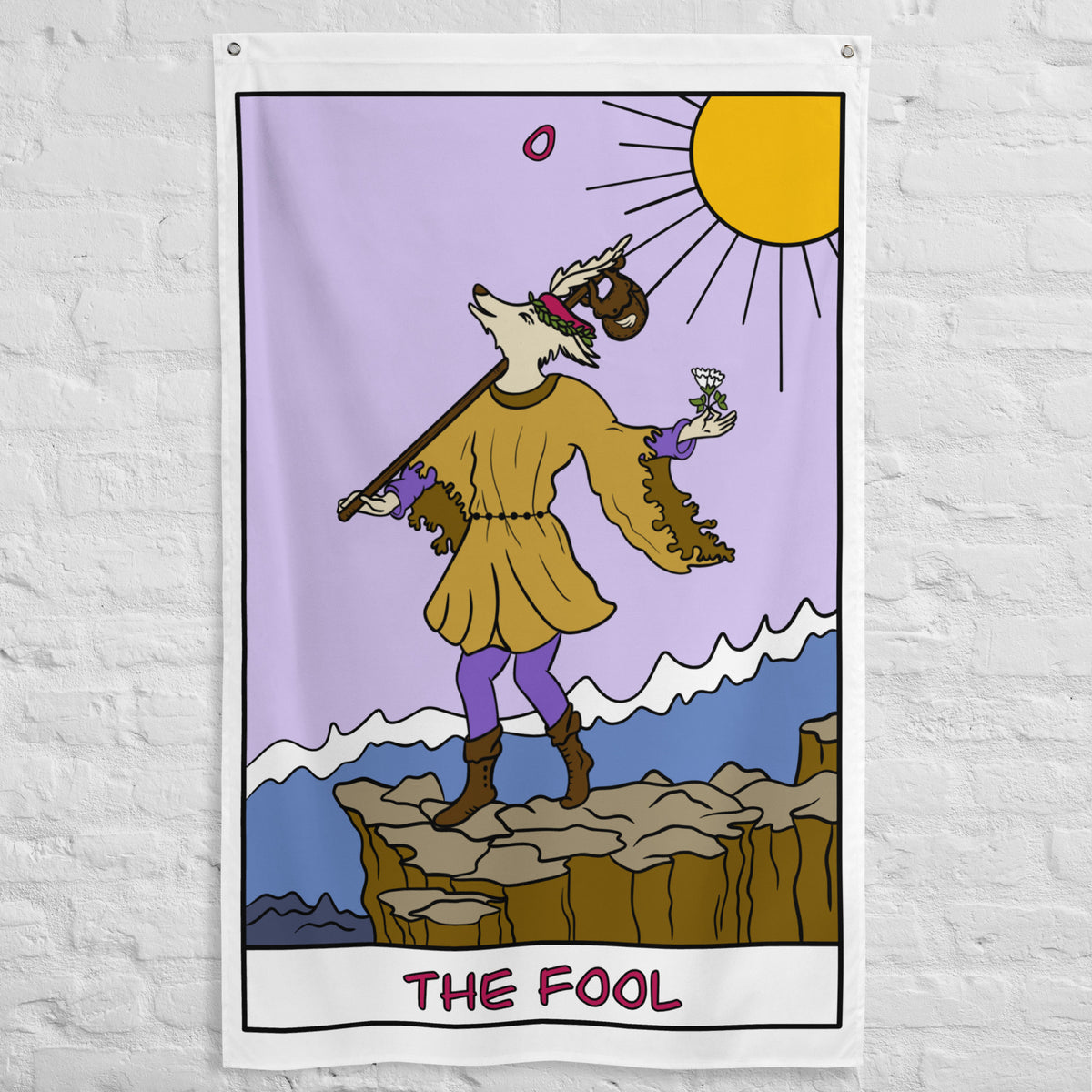 The Fool Whimsical Dog Tarot Card Flag – Two Roses Trading Post
