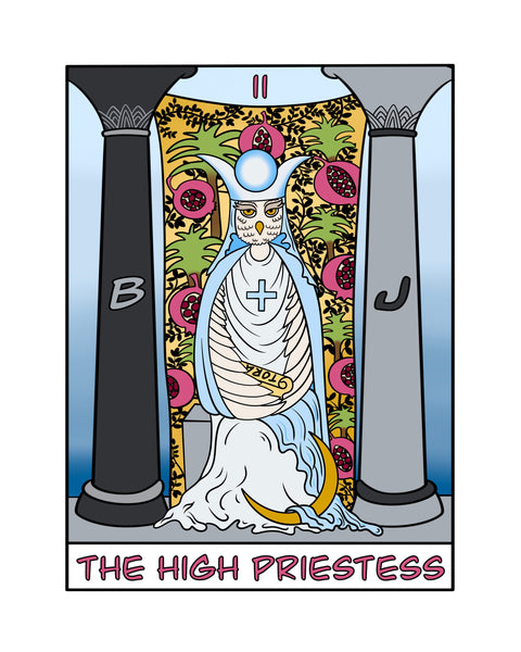 The Snowy Owl High Priestess Tarot Card Art Print