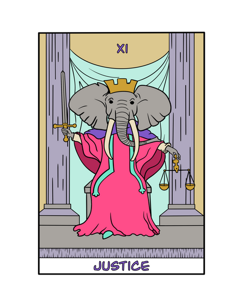 Elephant-headed Justice Tarot Card Art Print