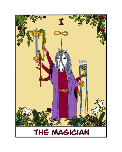 The Unicorn Magician Tarot Card Art Print