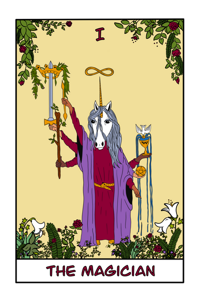 The Unicorn Magician Tarot Card Art Print
