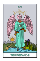 Ibis-headed Angel Temperance Tarot Card Art Print