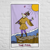 The Fool Whimsical Dog Tarot Card Flag