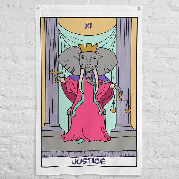 Justice Elephant Tarot Card Flag