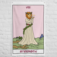 Strength Lion Headed Maiden Tarot Card Flag