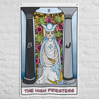 The Snowy Owl High Priestess Tarot Card Flag