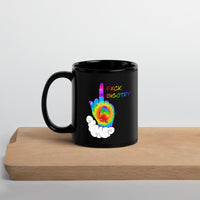 FXCK Bigotry Rainbow Middle Finger LGBTQ+ Pride Black Glossy Mug