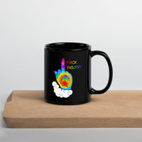 FXCK Bigotry Rainbow Middle Finger LGBTQ+ Pride Black Glossy Mug