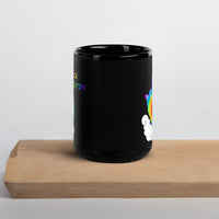 FXCK Bigotry Rainbow Middle Finger LGBTQ+ Pride Black Glossy Mug