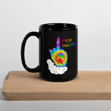 FXCK Bigotry Rainbow Middle Finger LGBTQ+ Pride Black Glossy Mug