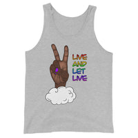 Live and Let Live Dark Skin Peace Sign LGBTQ+ Pride Unisex Tank Top