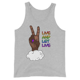 Live and Let Live Dark Skin Peace Sign LGBTQ+ Pride Unisex Tank Top