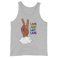 Live and Let Live Tan Skin Peace Sign LGBTQ+ Pride Unisex Tank Top