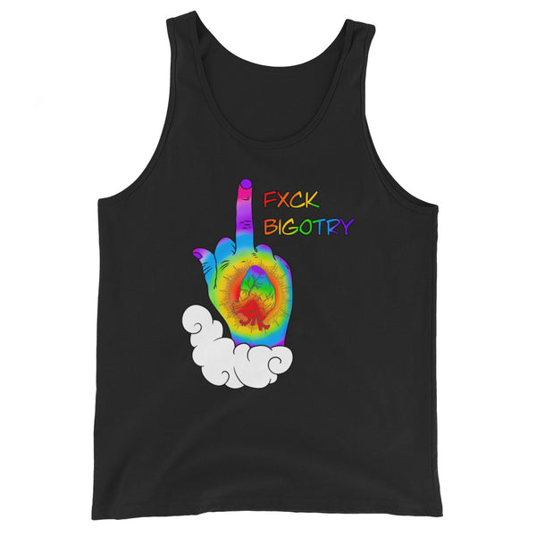 FXCK Bigotry Rainbow Middle Finger LGBTQ+ Pride Unisex Tank Top