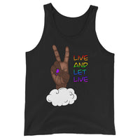 Live and Let Live Dark Skin Peace Sign LGBTQ+ Pride Unisex Tank Top