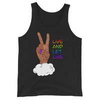 Live and Let Live Tan Skin Peace Sign LGBTQ+ Pride Unisex Tank Top