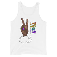 Live and Let Live Dark Skin Peace Sign LGBTQ+ Pride Unisex Tank Top