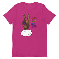 Live and Let Live Dark Skin Peace Sign LGBTQ+ Pride Unisex t-shirt