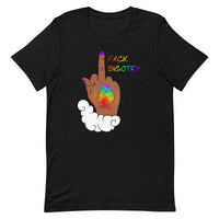 FXCK Bigotry Tan Middle Finger LGBTQ+ Pride Unisex t-shirt