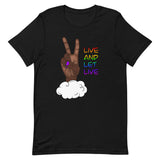 Live and Let Live Dark Skin Peace Sign LGBTQ+ Pride Unisex t-shirt