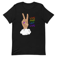 Live and Let Live Light Skin Peace Sign LGBTQ+ Pride Unisex t-shirt