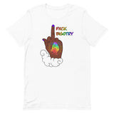 FXCK Bigotry Dark Skin Middle Finger LGBTQ+ Pride Unisex t-shirt