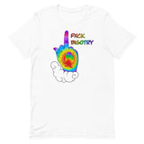 FXCK Bigotry Rainbow Middle finger LGBTQ+ Pride Unisex t-shirt