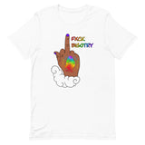 FXCK Bigotry Tan Middle Finger LGBTQ+ Pride Unisex t-shirt