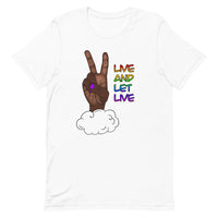 Live and Let Live Dark Skin Peace Sign LGBTQ+ Pride Unisex t-shirt