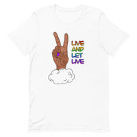 Live and Let Live Tan Skin Peace Sign LGBTQ+ Pride Unisex t-shirt