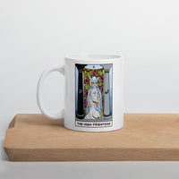 The Snowy Owl High Priestess Tarot Card White glossy mug