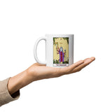 The Unicorn Magician Tarot Card White glossy mug