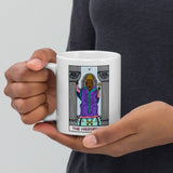 The Hierophant Bison Tarot Card White glossy mug