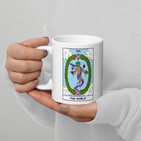 The World Dancer Tarot Card White glossy mug