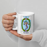 The World Dancer Tarot Card White glossy mug