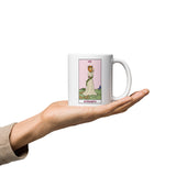 Strength Lion Headed Maiden White glossy mug