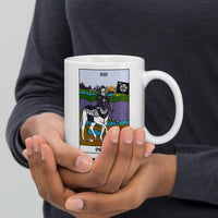 Death Skeleton Centaur Tarot Card White glossy mug