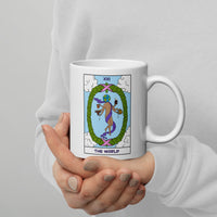 The World Dancer Tarot Card White glossy mug