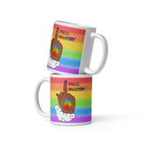 FXCK Bigotry Tan Middle Finger LGBTQ+ Pride White glossy mug