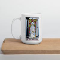 The Snowy Owl High Priestess Tarot Card White glossy mug