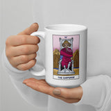 Ram Headed Emperor Tarot Card White glossy mug