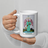 Temperance Ibis Headed Angel Tarot Card White glossy mug