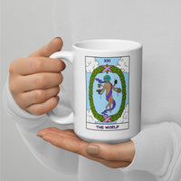 The World Dancer Tarot Card White glossy mug