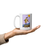 The Fool Whimsical Dog Tarot Card White glossy mug