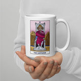 Ram Headed Emperor Tarot Card White glossy mug