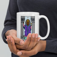 The Hierophant Bison Tarot Card White glossy mug