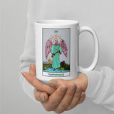 Temperance Ibis Headed Angel Tarot Card White glossy mug