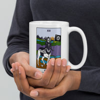 Death Skeleton Centaur Tarot Card White glossy mug