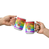 FXCK Bigotry Light Skin Middle Finger LGBTQ+ Pride White glossy mug