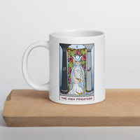 The Snowy Owl High Priestess Tarot Card White glossy mug